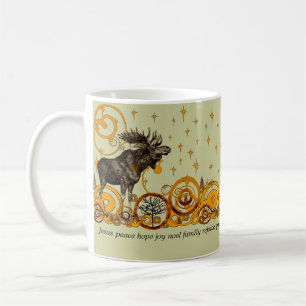 Taza De Café Moose Swirl Stars Moon Peace Joy Ho Ho Ho Stein