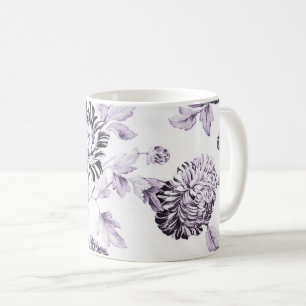 Taza De Café Mora y vintage blanco Toile floral No.2 de Rubor
