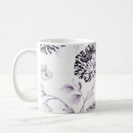 Taza De Café Mora y vintage blanco Toile floral No.2 de Rubor