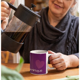 Taza de café morada de moda - con corazón