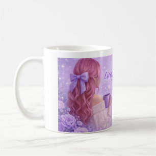 Taza de café morada linda   Regalo mágico femenino