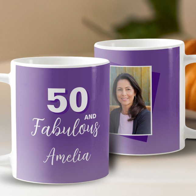 Taza De Café Morado 50 y fabulosa foto de cumpleaños 50 (Subido por el creador)
