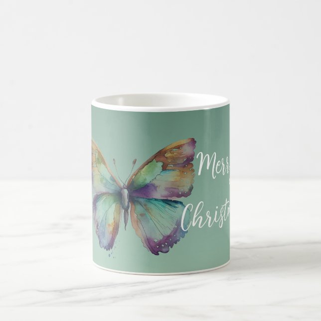Taza De Café Morado Aqua Blue Gold Mint Butterflies (Centro)
