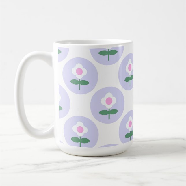 Taza De Café Morado Daisy Flor Mamá Chica Cute Retro (Izquierda)