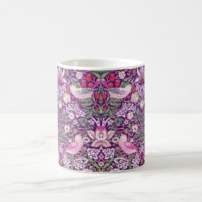 Taza De Café Morado decorativo William Morris Strawberry Thief  (Centro)