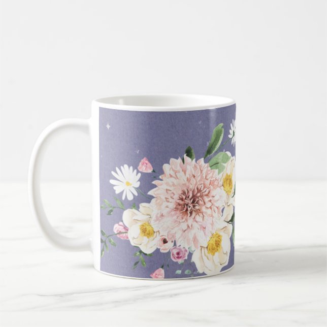 Taza De Café Morado, flores café Tee Mug Drinkware (Izquierda)