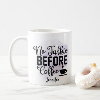 Taza De Café Morado gracioso sin hablar antes del café Mug