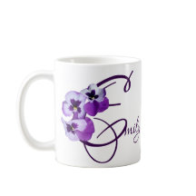 Morado pansy floral Emily nombre personalizable bo