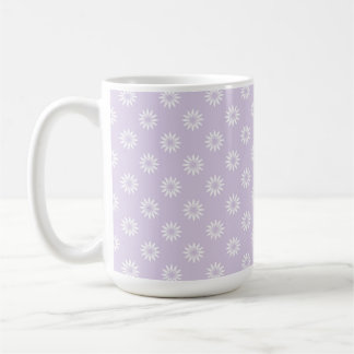TAZA DE CAFÉ MORADO PASTEL CON FILAS DE FLORES BLANCAS