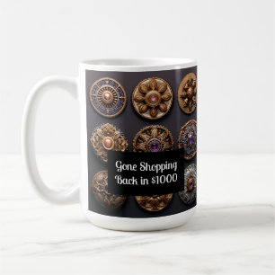 Taza De Café Morado y dorado masticado en el día mágico botón 2