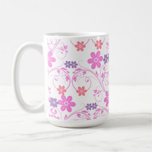 Taza De Café Morado y rosa floral moderna