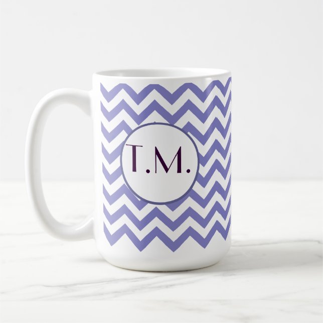 Taza De Café Morado Zigzag Monogramado (Izquierda)