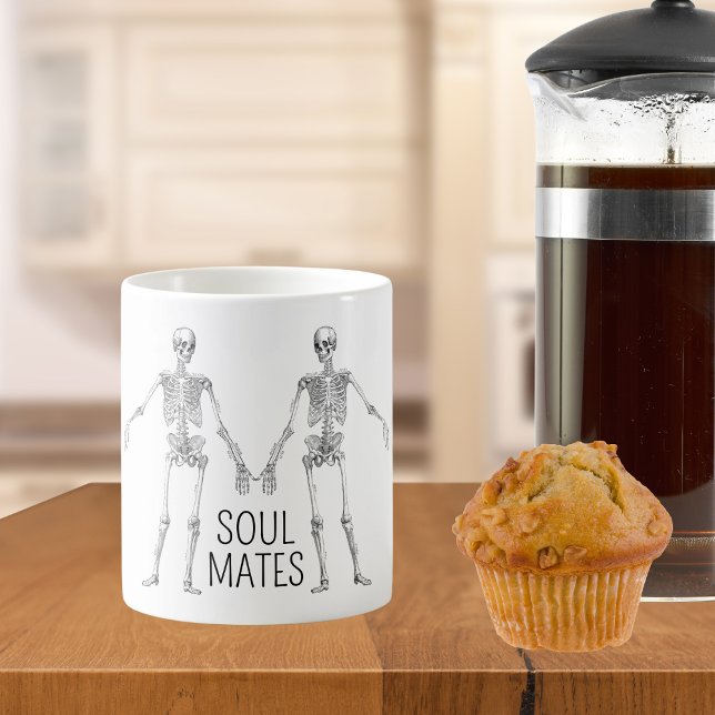 Taza De Café Morbid Skeleton Marriage Humor Soul Mates (Also available in personalized version. )