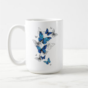 Taza De Café Morfo de las mariposas voladoras azules