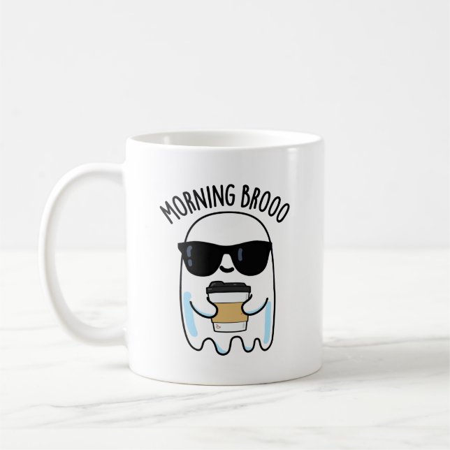 Taza De Café Morning Broo Funny Ghost Coffee Pun (Izquierda)