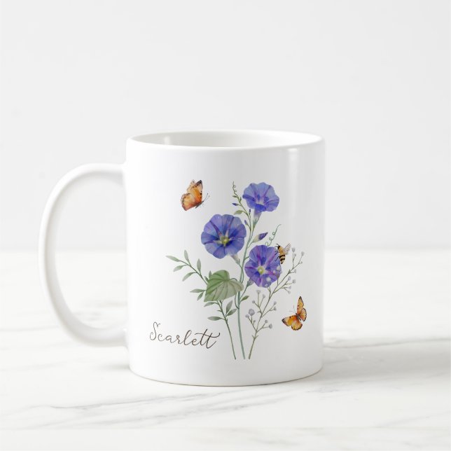 Taza De Café Morning Glory Birth Month Flower (Izquierda)