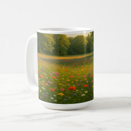 Taza De Café Morning Meadow: Sinfonía de flores silvestres
