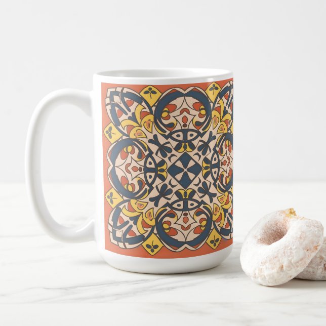 Taza De Café Moroccan mosaic, mandala (Con donut)