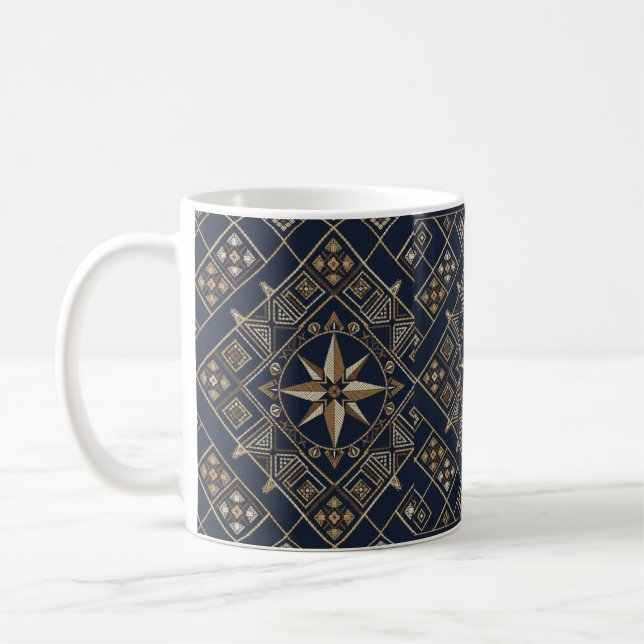Taza De Café Moroccan rug Compass Star (Izquierda)
