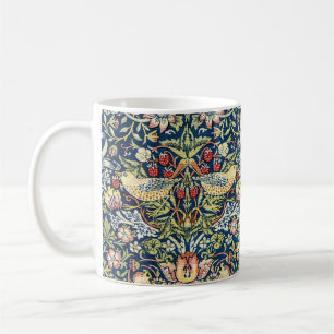 Taza De Café Morris - Pájaro de fresa y patrón floral