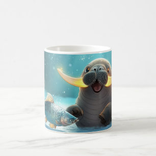 Taza De Café Morsa Estilo Dibujo Animado Vibrante Divertido Col