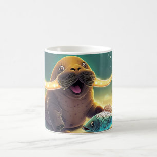 Taza De Café Morsa Estilo Dibujo Animado Vibrante Lindo Colorid