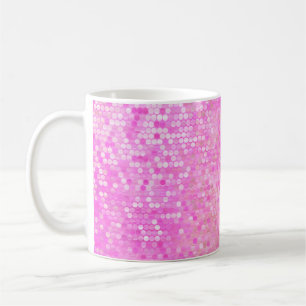Taza De Café Mosaico abstracto brillante rosa con brillo