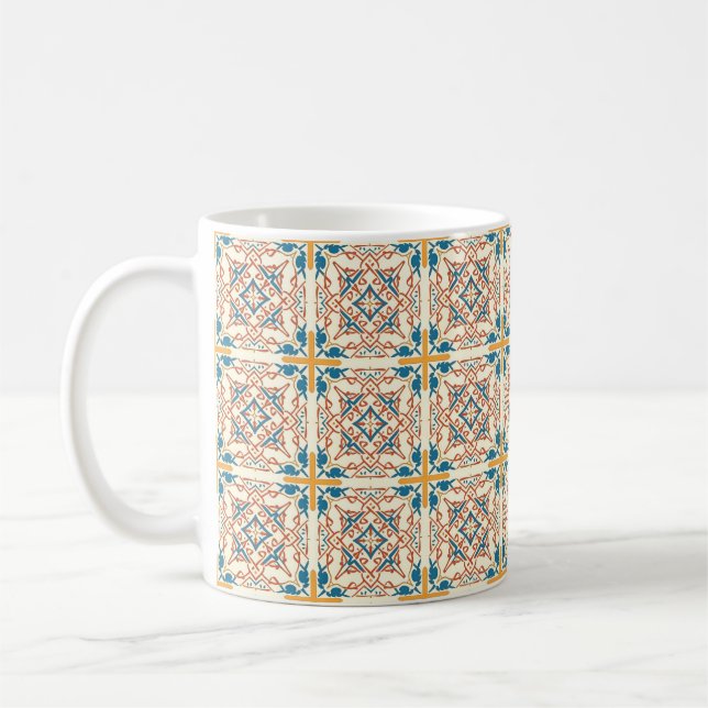 Taza De Café mosaico azul, mandala (Izquierda)