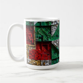 Taza De Café Mosaico cuadrado gigante esmeralda dorado marfil r