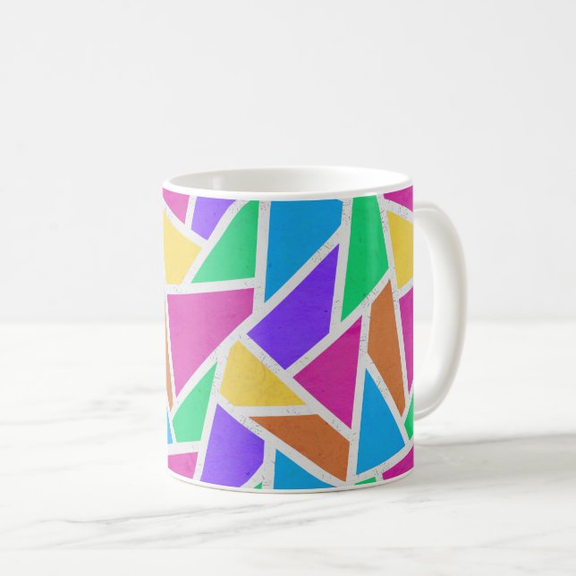 Taza De Café Mosaico de colores vivos del arcoiris (Anverso derecho)