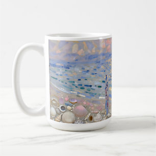 Taza De Café Mosaico de conchas de mar en el horizonte de la pl