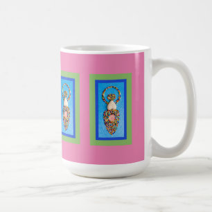 Taza De Café Mosaico de diosa en verde y azul en rosa