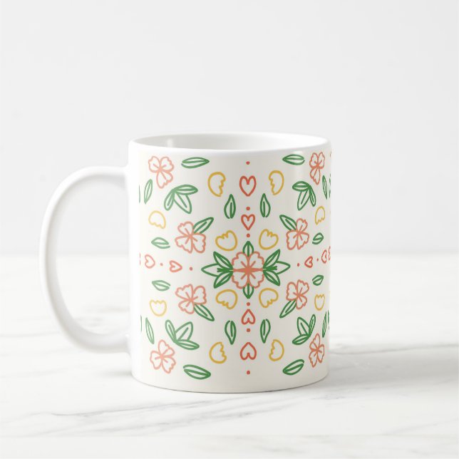 Taza De Café Mosaico de flores (Izquierda)