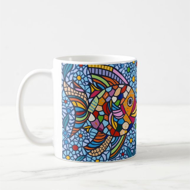Taza De Café mosaico de peces (Izquierda)