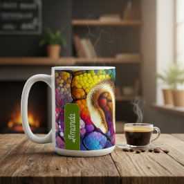 Taza De Café Mosaico de Serpiente Dorada