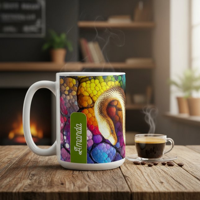 Taza De Café Mosaico de Serpiente Dorada (Subido por el creador)