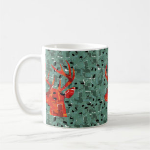 Taza De Café Mosaico de silueta de cabeza de ciervo