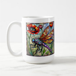 Taza De Café Mosaico de vidrio tintado de libélula ojo de amapo