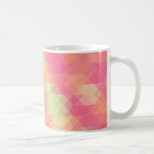 Taza De Café Mosaico Del Triángulo Verde Y Rosa De Verano