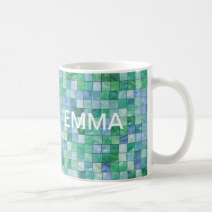Taza De Café Mosaico en colores pastel brillante de la teja del