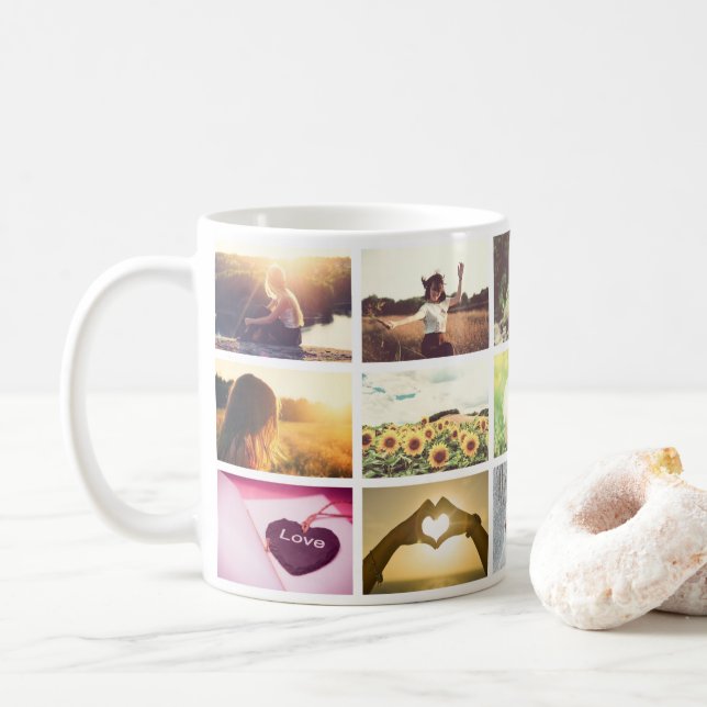 Taza De Café Mosaico fotográfico de moda (Con donut)