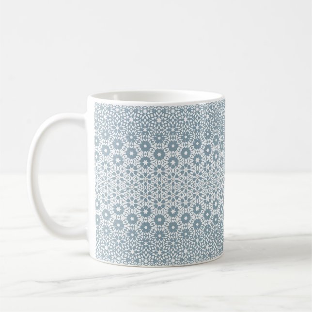 Taza De Café Mosaico geométrico blanco y gris (Izquierda)