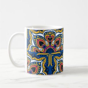 Taza De Café Mosaico Indio Talavera: Cerámica sin Marea.