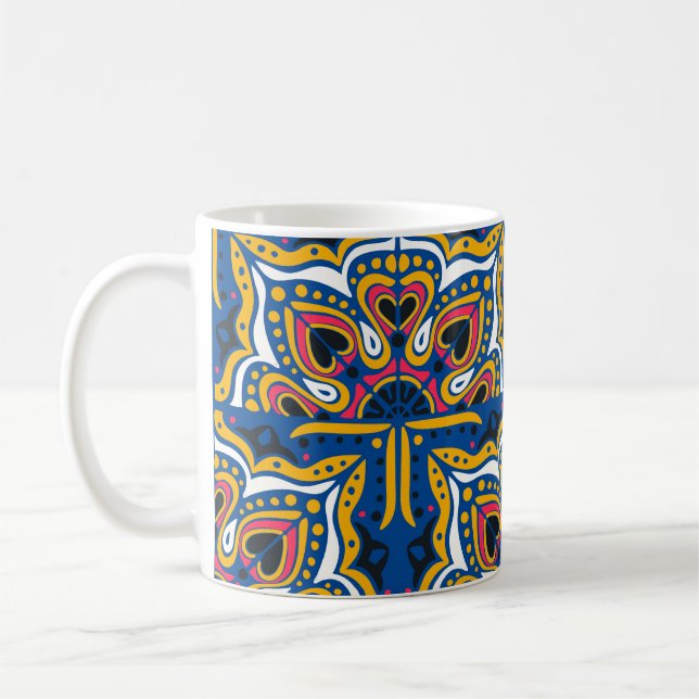 Taza De Café Mosaico Indio Talavera: Cerámica sin Marea. (Izquierda)