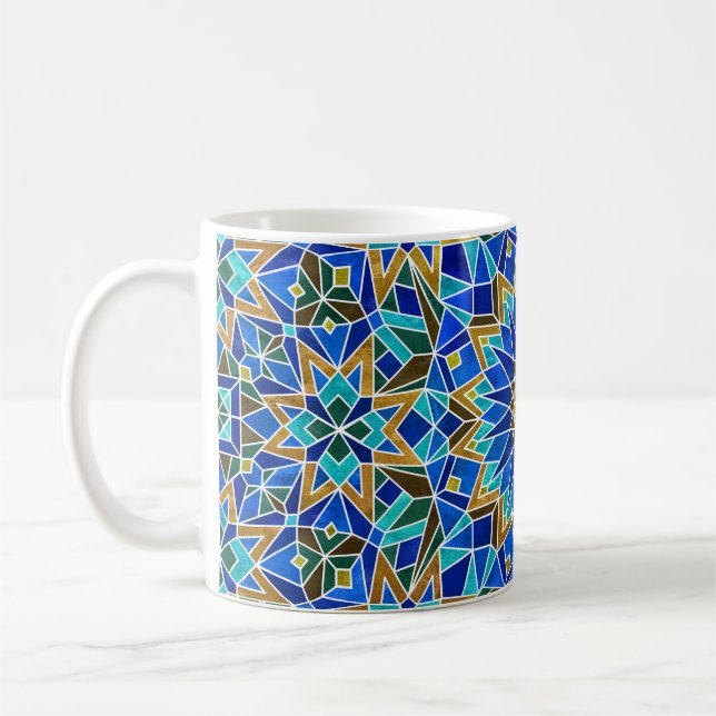 Taza De Café Mosaico Marroquí: Diseño árabe sin foco (Izquierda)