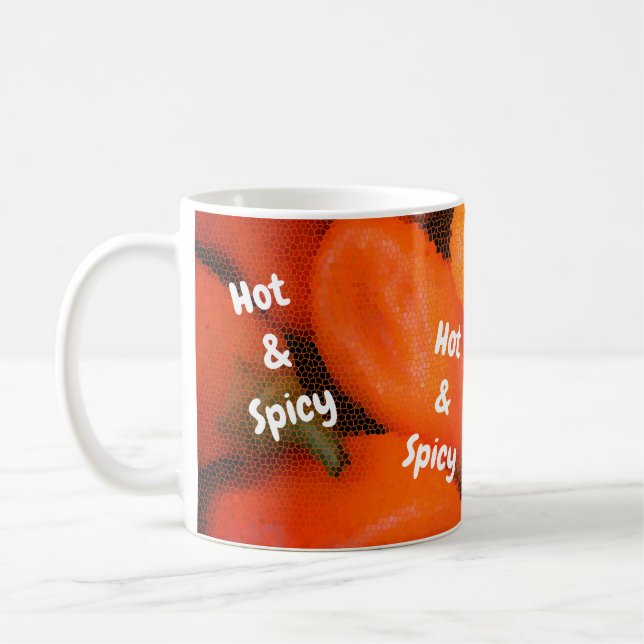 Taza De Café Mosaico picante Naranja brillante chilli Peppers (Izquierda)