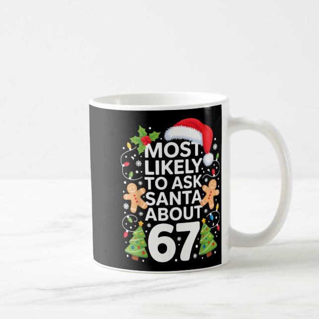Taza De Café Most Likely To Ask Santa About 67 Funny Christmas  (Derecha)