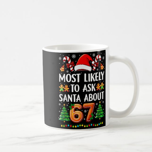 Taza De Café Most Likely To Ask Santa About 67 Funny Christmas  (Derecha)