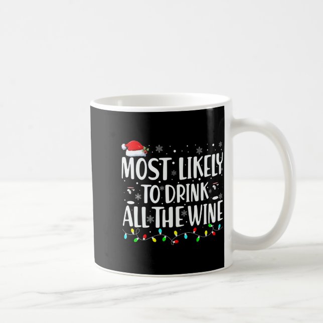 Taza De Café Most Likely To Drink All The Wine Christmas  (Derecha)