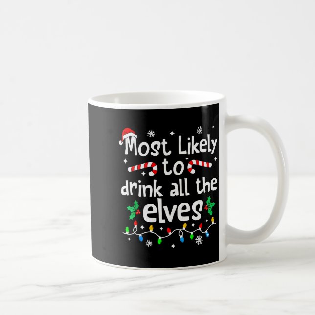 Taza De Café Most Likely To Drink With The Elves C-hristmas Mat (Derecha)